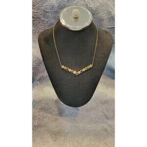 Touchstone Crystal By Swarovski To A Point Necklace Antique Gold NIB $90